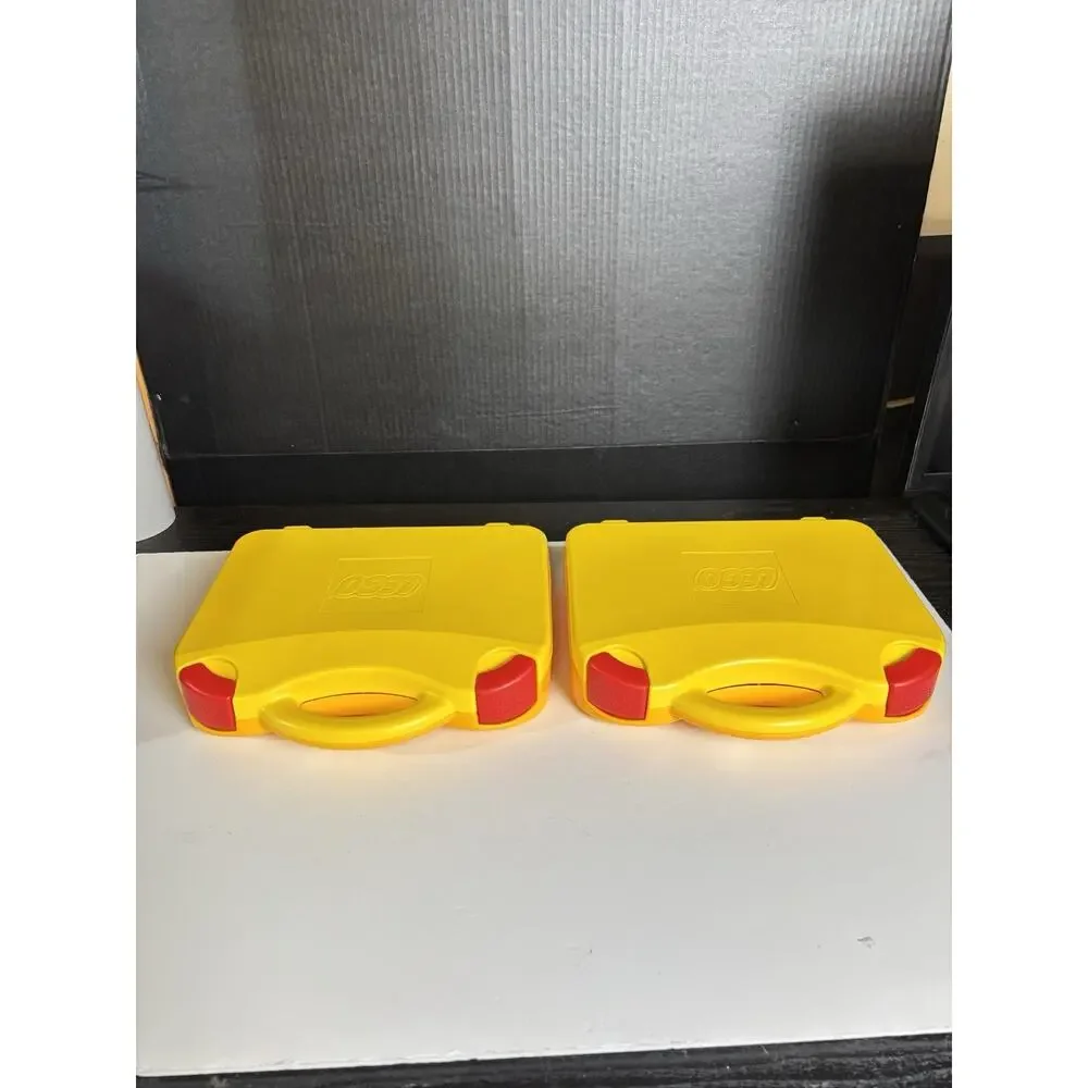 LEGO Set of 2 Storage Carrying Cases Yellow & Orange Adjustable Dividers VG Cond